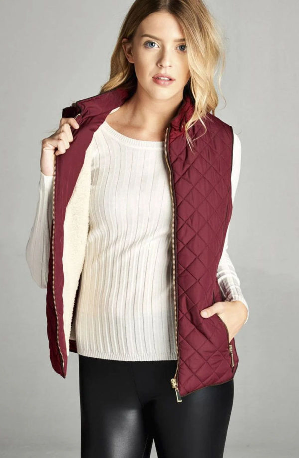 Faux Shearling Lined Quilted Padding Vest – Loti Fashion