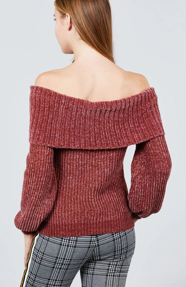 Fold-Over Off-Shoulder Sweater Top